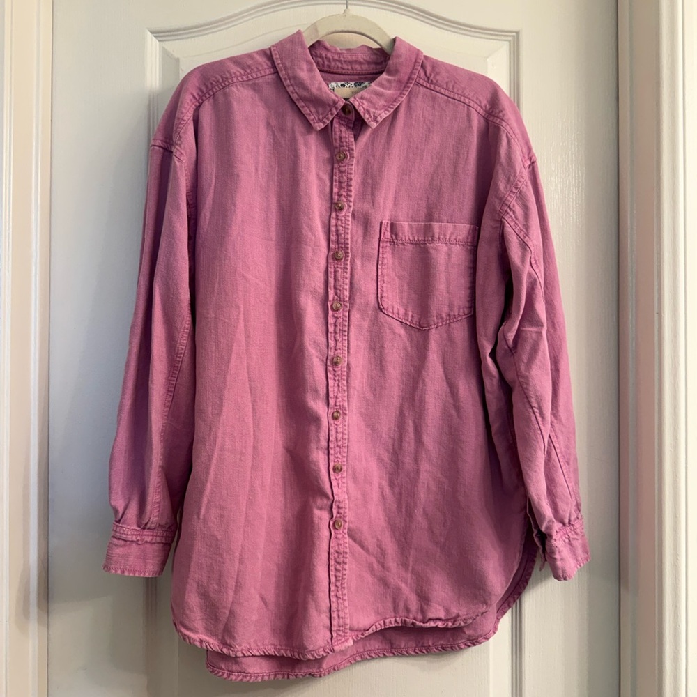 Pilcro Cotton/Linen Button-Down Shirt
